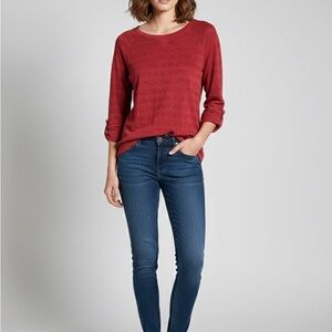 🌹 LRL Lauren Jeans Co. Ralph Lauren Red Textured Knit Pullover Top - Medium